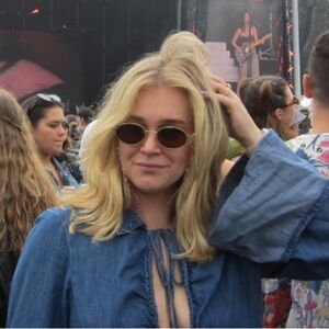 Anthropologie Oval Sunglasses Gold Frame